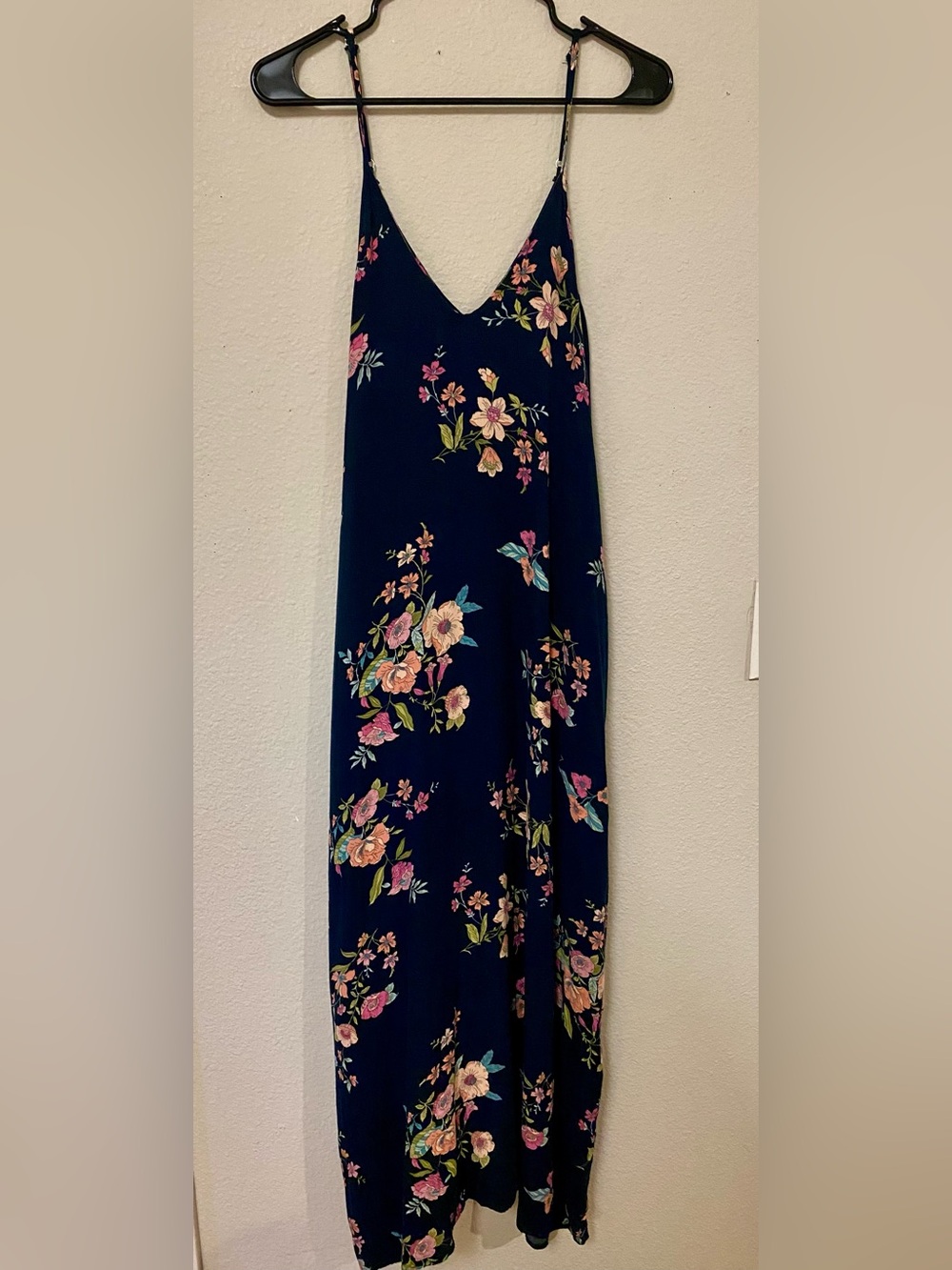 Lovestitch Navy Maxi Dress with Flowing Floral Print - Size Small/Med